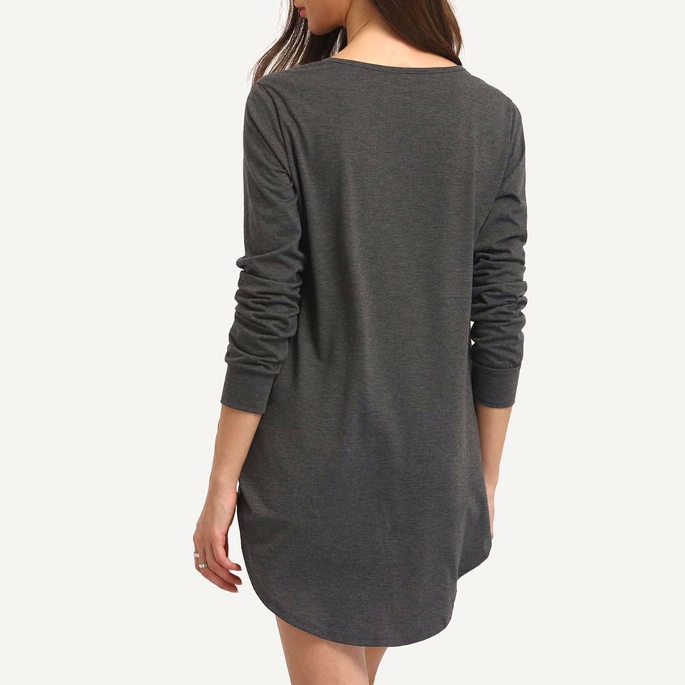 Surplice Faux Wrap High Low French Tuck Top Grey - Picture 3 of 8
